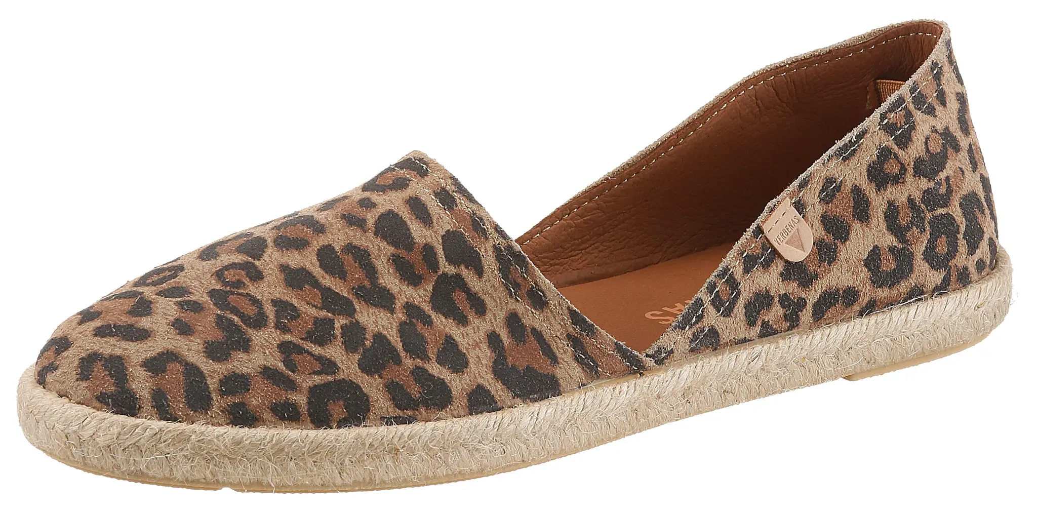 Espadrille VERBENAS, Damen, Gr. 39, braun (leo), Veloursleder, Schuhe Espadrille, Strandschuh, Sommerschuh, Loafer im trendigen Animal-Look