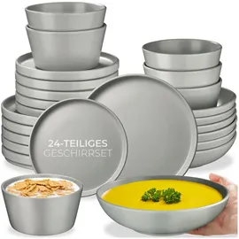 Tectake Una Tafelservice 24-tlg. grau