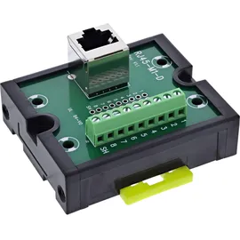 InLine InLine® RJ45 Breakout-Buchse an 9-pol. Schraubklemme, Hutschiene, geschirmt