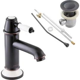 PaulGurkes Retro Wasserhahn schwarz Waschtischarmatur mit Excenter Nostalgie
