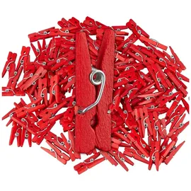 Relaxdays Mini Holzklammern, 400er Set, Rot