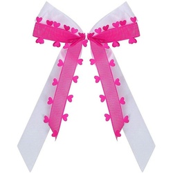 Praknu Dekoobjekt 25 Antennenschleifen Pink mit Herzen N25 (Set, 25 St), Handgemacht mit Satin Band I Hochzeit Schleifen rosa