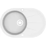 vidaXL Granitspüle Einzelbecken Oval Weiß