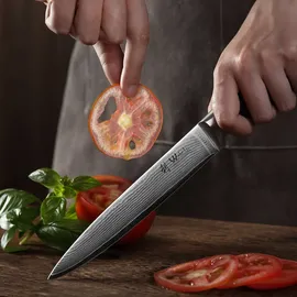 Wakoli EDIB Damast Fleischmesser I 18cm Klinge I Pakka Griff