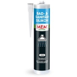 MEM Bad- & Sanitär-Silikon, Dauerhaft elastischer Silikon-Dichtstoff mit Schutz gegen Schimmelbefall, Im Innen- und Außenbereich einsetzbar, Gebrauchsfertig, Lösemittelfrei, 300 ml