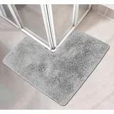 my home Badematte Sanremo, Badvorleger, Badezimmer Teppich, sehr weich, Höhe 30 mm, rutschhemmend beschichtet, fußbodenheizungsgeeignet, schnell trocknend, Polyester, rechteckig, L-Form, Badteppich, unifarben, rechteckig, rund & als 3-tlg. Set erhältlich grau L-Form