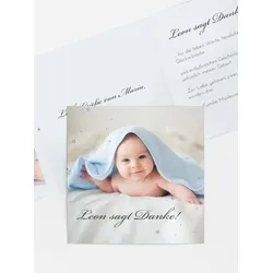 Dankeskarten Geburt selbst gestalten mit Spruch und Fotos im Onlinedesigner bei Meine-Kartenmanufaktur.de