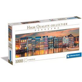 CLEMENTONI 39838 Collection Bright Amsterdam – 1000 Teile, Panorama-Puzzle, horizontal, Spaß für Erwachsene, Made in Italy, Mehrfarbig