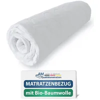 AM Qualitätsmatratzen Hochwertiger Organic-Cotton Matratzenbezug 160x200cm mit Reißverschluss -