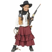 Funny Fashion Cowboy-Kostüm Cowgirl Kostüm "Austine" für Mädchen - Rot Schwarz, Western Kinderkostüm 140