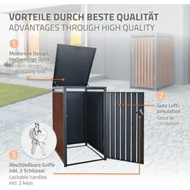 ML-Design Mülltonnenbox 3er 200 x 80 x 116,3 cm anthrazit-rostoptik