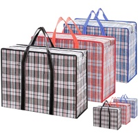 JOLIGAEA 6er Pack Jumbo Tasche, Plastiktasche Groß mit Reißverschluss, Jumbo Wäschesäcke mit Griffen, Aufbewahrungstasche Kleidung, Plastiktasche Aufbewahrung Wäscherei Einkaufstaschen, 60x50x20cm