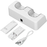 Ladestation für Wii-Controller mit Batterien, Stabile Tragbare Dual-Ladestation für Wii-Game-Controller, Wii-Zubehör (Weiss)