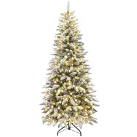 Yorbay Künstlicher Weihnachtsbaum Slim mit Beleuchtung LED Tannenbaum für