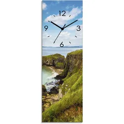 Wanduhr ARTLAND "Küstenweg in Carrick-a-Rede", grün, B:20cm H:60cm T:1,8cm, Wanduhren, wahlweise mit Quarz- oder Funkuhrwerk, lautlos ohne Tickgeräusche