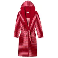 SCHIESSER Bademantel Feather Terry Bathrobe Rot/Weiß Medium Damen