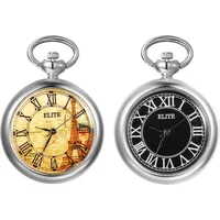 JewelryWe Karabineruhr Taschenuhr mit Schlüsselanhänger: 2pcs Retro Römische Ziffern Karabiner Uhr Analog Quarz Schlüsselring Schlüsselbund Uhr für Ärzte Krankenschwestern Sanitäter Köche Silber