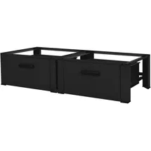ML-Design Doppel Waschmaschinen Untergestell Schubladen, Schwarz, 128x53,5x31,5 cm, Waschküche, Waschmaschinenschrank