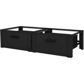 ML-Design Doppel Waschmaschinen Untergestell Schubladen, Schwarz, 128x53,5x31,5 cm, Waschküche, Waschmaschinenschrank