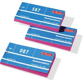 Herlitz Nummernblöcke 1-1000 farbrein VE=10 Blöcke a 100 Abrisse