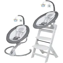 BabyGO Homey Set Babywippe inkl Family Kinderhochstuhl grau weiß