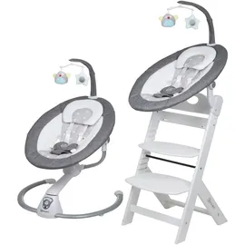 BabyGO Homey Set Babywippe inkl Family Kinderhochstuhl grau weiß
