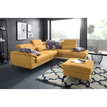 sit&more Ecksofa SIT & MORE "Percy L-Form", gelb (mustard), B:270cm T:235cm, Sofas, Ecksofa, 12 cm Fußhöhe, Sitztiefenverstellung, wahlweise in 2 Fußfarben