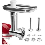 SNQ - KitchenAid Fleischwolf-Zubehör, KitchenAid Fleischwolf für Standmixer, mit 3 Mahlplatten und 2 Füllrohren für KitchenAid Artisan Fleischwolf