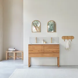 Tikamoon Edgar - Badezimmermöbel aus massivem Teakholz und Premium-Terrazzo Moon 120 cm