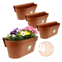 GarPet 4x Geländerkasten Balkon mit Wasserspeicher Blumentopf Zaun Blumenkasten