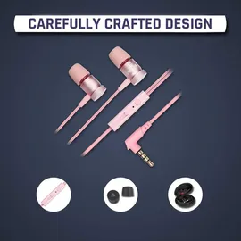 Klim Fusion In-Ear-Kopfhörer mit Mikrofon Hi-Fi, Memory-Schaum, 3.5 mm Klinke, Pink