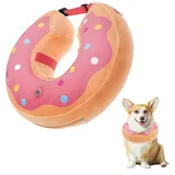 LittleBean Aufblasbare Halskrause Hund Katze Schutzkragen Krägen für Haustiere Hundekragen Leckschutz für Genesung nach Operationen oder Wunden (Rosa Donuts, [Neck: 9.5"-11.5"] M)