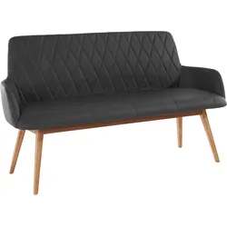 Sitzbank HOME AFFAIRE "Brest", schwarz (schwarz, natur), B:160cm H:88cm T:60cm, Leder, Sitzbänke, Sitzbank Essbank Polsterbank, Schuhbank, Garderobenbank, Bank Breite 160 cm