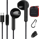 GAMURRY USB C Headset In-Ear Kopfhörer Mit Kabel und Mikrofon – Für grenzenlosen Musikgenuss mit Lautstärkeregler für iPhone 15 Pro Google Pixel 8 7a Pro iPad 10, Huawei 1er Pack,Schwarz