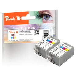 2 Peach Tintenpatronen color kompatibel zu Canon BCI-15C*2, 8191A002