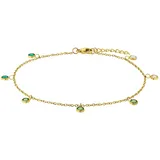 Amor Fußkette AMOR "2034268, 2034270", gold (gelbgoldfarben, grün), Fußketten, Damen, Edelstahl, mit Zirkonia (synth.)