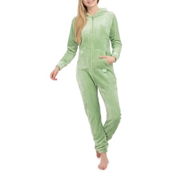 Basisstoff Jumpsuit Kitten Damen Jumpsuit Teddy Fleece Einteiler Overall grün S