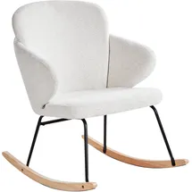 Beliani Schaukelsessel VIKEN Polyester 66 x 87 x 74 cm Cremeweiß/Braun