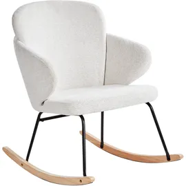 Beliani Schaukelsessel VIKEN Polyester 66 x 87 x 74 cm Cremeweiß/Braun