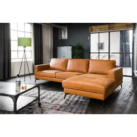 KAWOLA Ecksofa BLOOM, Couch L-Form rechts oder links Leder verschiedene Farben 276x177 cm braun