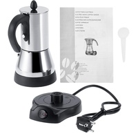 Tyenaza Elektrische Espressomaschine, Kaffee Mokkakanne 300ml Elektrischer Edelstahl Espresso Kaffee Mokkakanne Elektrische Kaffeemaschine EU Stecker 220V