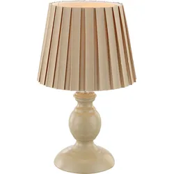 Schreib Tisch Lampe Leuchte Metall Sandfärbig Stoffschirm Schlaf Zimmer Büro