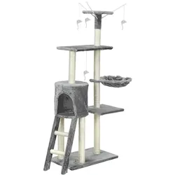 NUXIE® Großer Kratzbaum Turm Katzenbett Haus mit Spielzeug 135cm xl