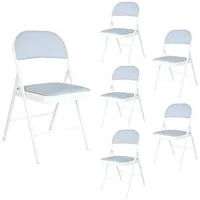 Hti-Living Klappstuhl Kunstleder Gestell Weiß 6er-Set