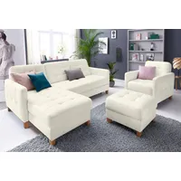 exxpo - sofa fashion "Elio, kompakt, bequem & zeitloses Design, Breite 217cm, L-Form", weiß (alpine weiß), B:217cm H:84cm T:157cm, Luxus-Kunstleder;NaturLEDER (echtes Rindsleder) in Sitz und Rücken.