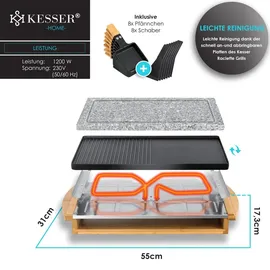 Kesser Raclette-Grill mit Naturgrillstein 8 Personen schwarz