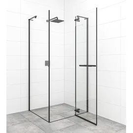 Swiss Aqua Technologies Eckdusche mit Pendeltür rechts 90 x 90 cm Schwarz/Klarglas SATTGDN9090