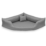 Juelle Orthopädisches Hundebett Eckbett Hundebett mit Orthopädischer Matratze für Großhunde, Abnehmbare Abdeckung, Maschinenwäsche möglich, Dakota M-XXL (130x95cm, Dark Asche)