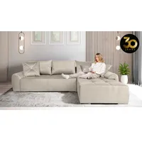 Ecksofa COLLECTION AB "Bilbao L-Form" Sofas Gr. B/H/T: 285cm x 85cm x 176cm, Samtvelours, Recamiere beidseitig montierbar, beige inkl. Bettfunktion und Bettkasten, Zierkissen mit Strassstein