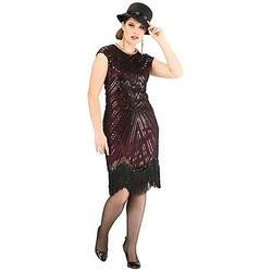 Charleston-Perlenkleid, schwarz/rot